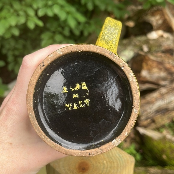 Rare 1960s Bitossi Black and Yellow Textured Crackle Like Glaze *Decorative* Mug - Picture 6 of 9